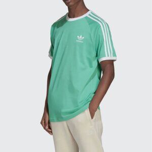 ADIDAS Originals 3-Stripe Cotton Tee - Mens - Green - Size M